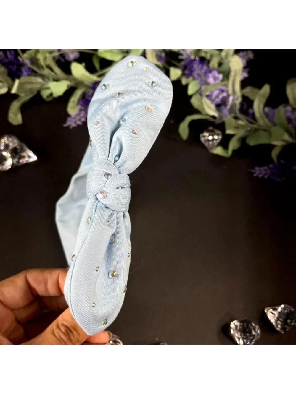 Justice Headband Rhinestone Blue Denim Girls Hair Care Hair Knot Accessories